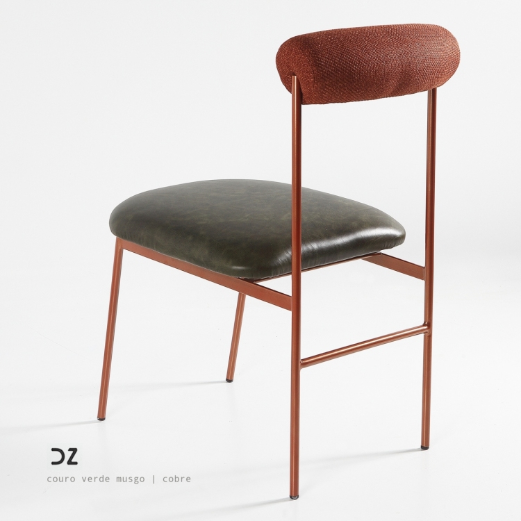 Cadeira Oliva Compose em Couro Verde e Tramado