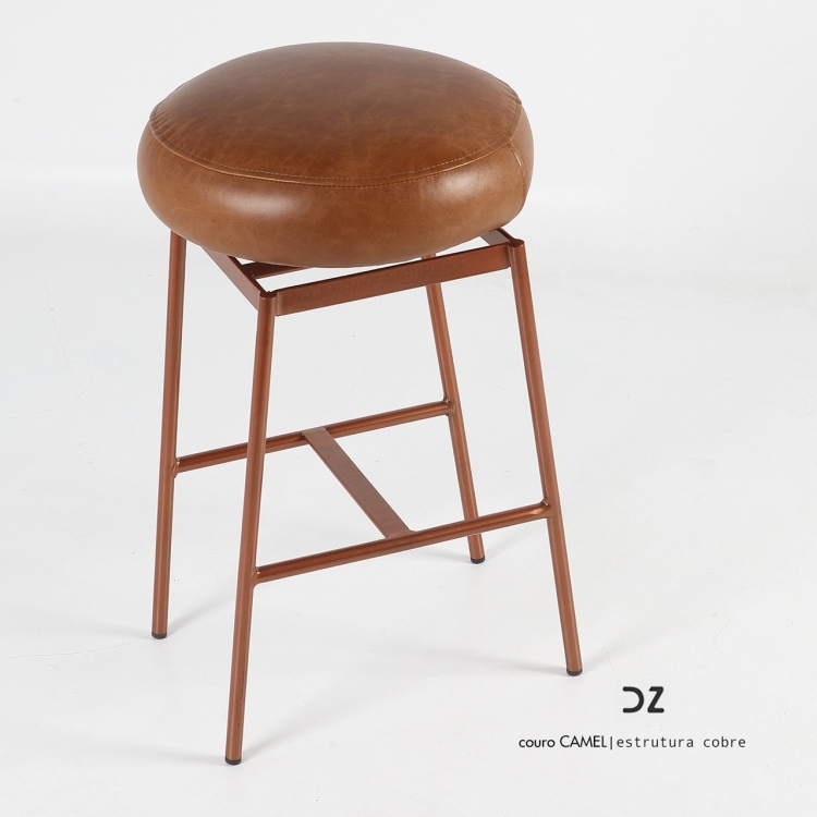 Banqueta Macaron 50cm Couro