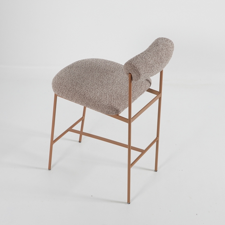 Banqueta Oliva 70CM Dourada com Tecido Castanho