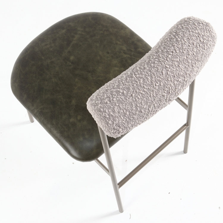 Banqueta Oliva 65CM Compose Bronze Claro em Couro Verde e Tecido 7A01