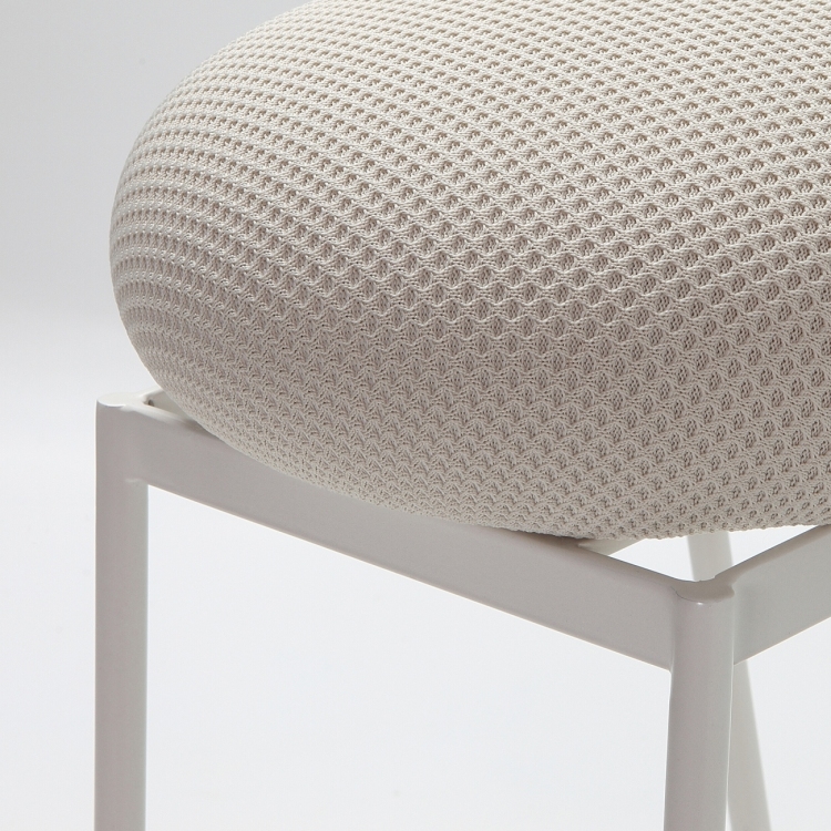 Banqueta Macaron 60cm Branca em Tecido KNIT Off White