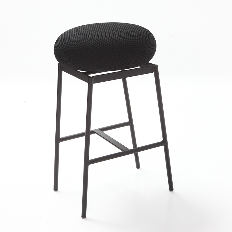 Banqueta Macaron 60cm Preta em Tecido KNIT Preto