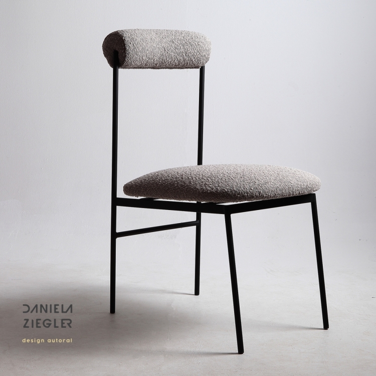 Cadeira Oliva Preta em Tecido Boucle